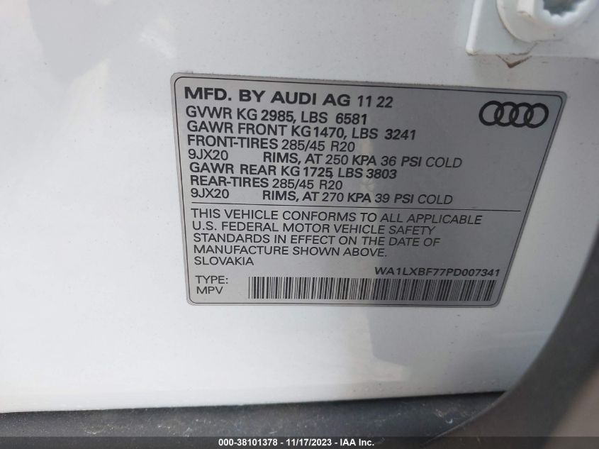 WA1LXBF77PD007341 2023 AUDI Q7, photo no. 9