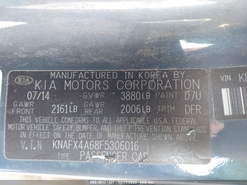 2015 KIA FORTE LX - KNAFX4A68F5306016