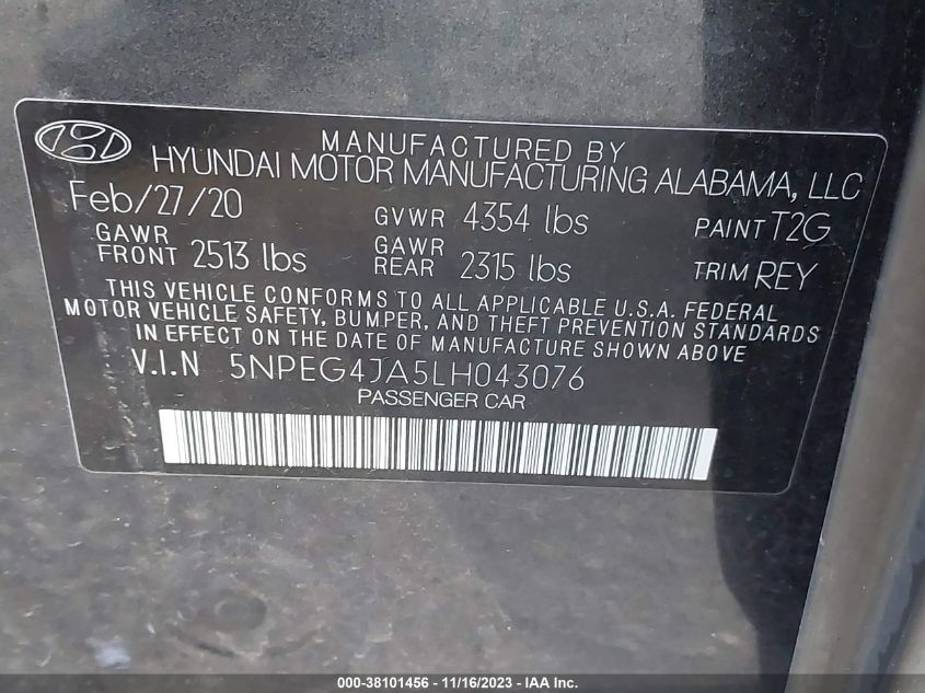 2020 HYUNDAI SONATA SE - 5NPEG4JA5LH043076