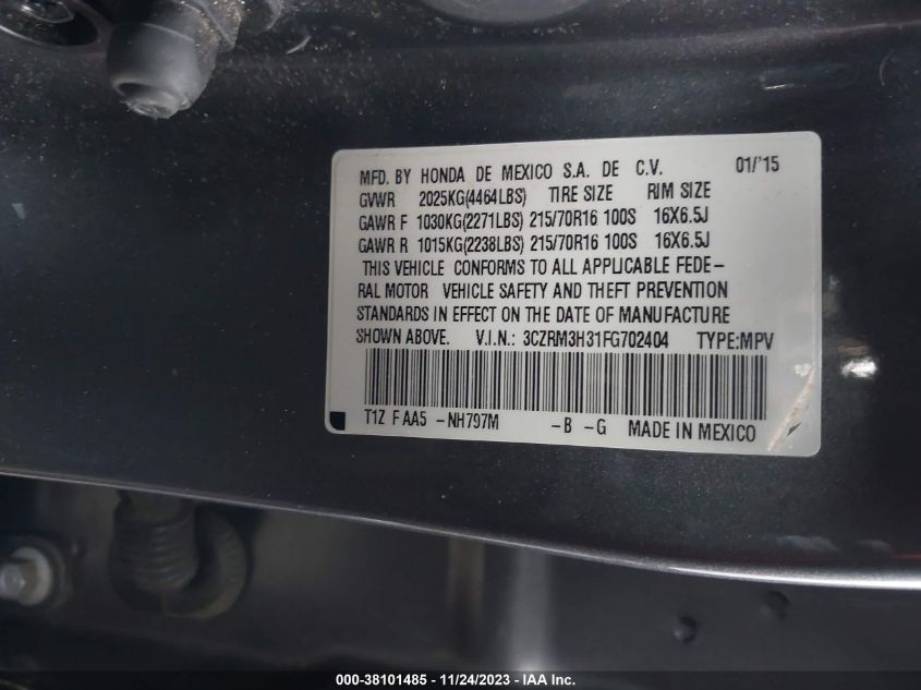 2015 HONDA CR-V LX - 3CZRM3H31FG702404