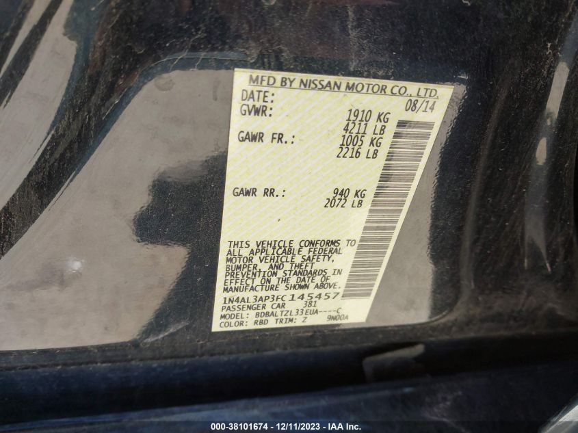 2015 NISSAN ALTIMA 2.5 SL - 1N4AL3AP3FC145457