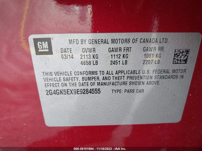 2014 BUICK REGAL - 2G4GK5EX9E9284555