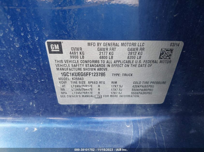 2015 CHEVROLET SILVERADO 2500HD WT - 1GC1KUEG6FF123786