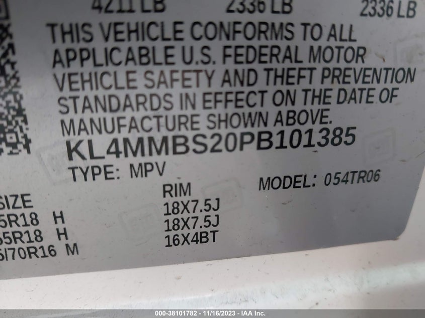VIN KL4MMBS20PB101385 2023 BUICK ENCORE GX PREFERRED