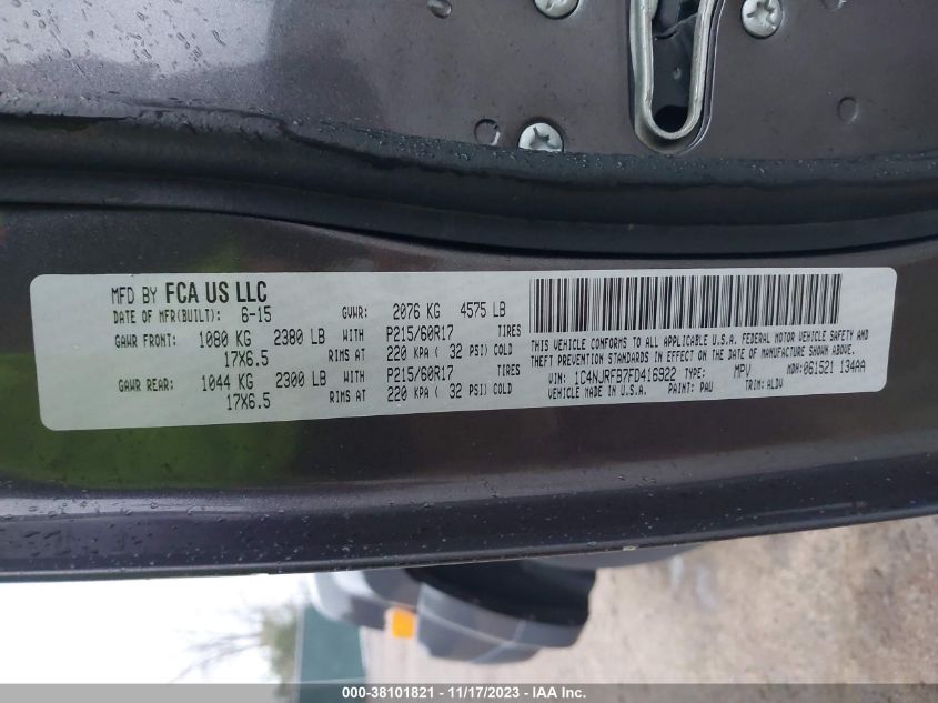 2015 JEEP PATRIOT LATITUDE - 1C4NJRFB7FD416922