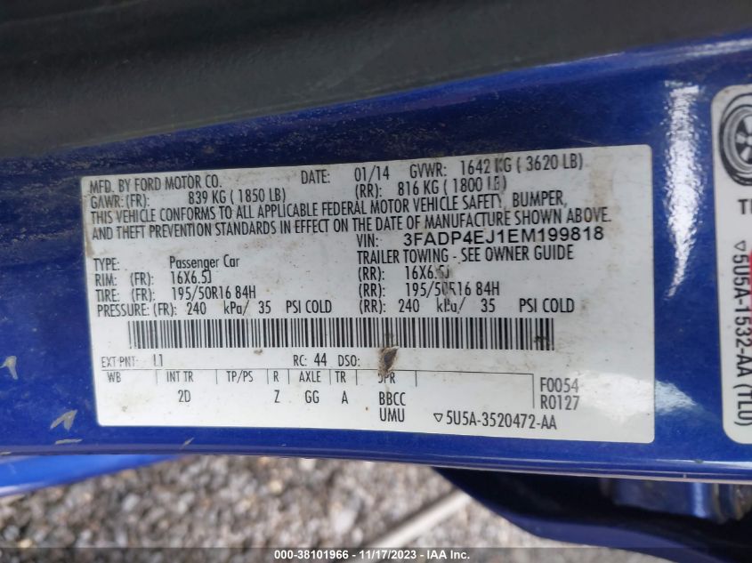 2014 FORD FIESTA SE - 3FADP4EJ1EM199818