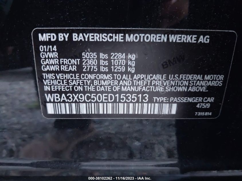2014 BMW 335I XDRIVE - WBA3B9C58EJ466129