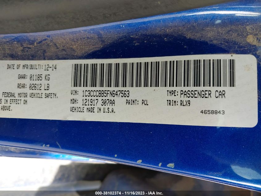 2015 CHRYSLER 200 S - 1C3CCCBB5FN647563