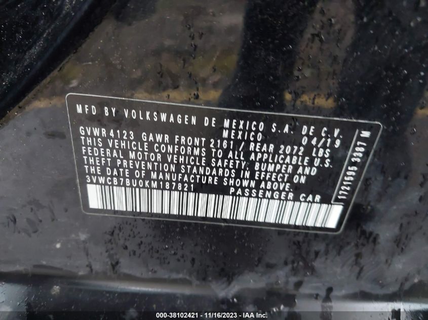 2019 VOLKSWAGEN JETTA S/SE/R-LINE - 3VWCB7BU0KM187821