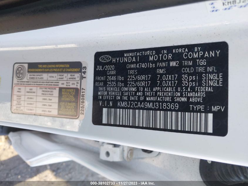 2021 HYUNDAI TUCSON SE - KM8J2CA49MU318369