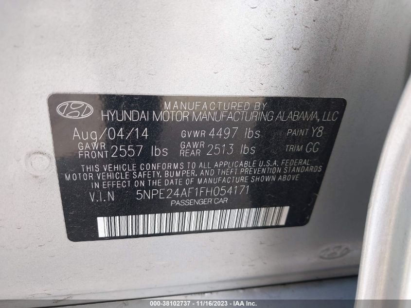 2015 HYUNDAI SONATA SE - 5NPE24AF1FH054171