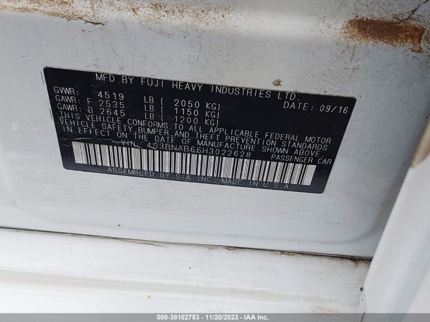 2017 SUBARU LEGACY 2.5I - 4S3BNAB66H3022628
