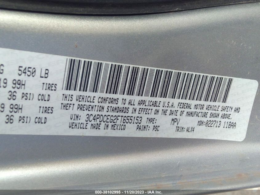 2015 DODGE JOURNEY R/T - 3C4PDCEG2FT655153