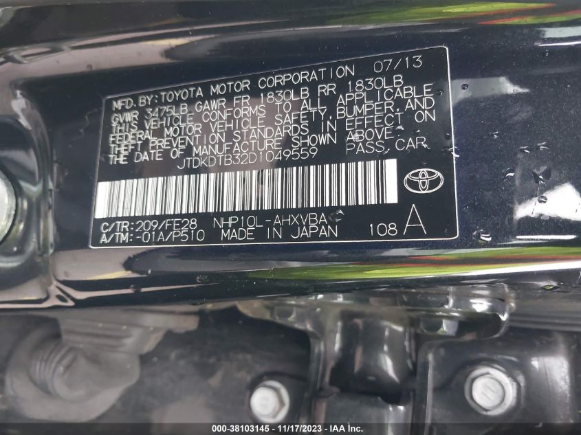 2013 TOYOTA PRIUS C ONE - JTDKDTB32D1049559