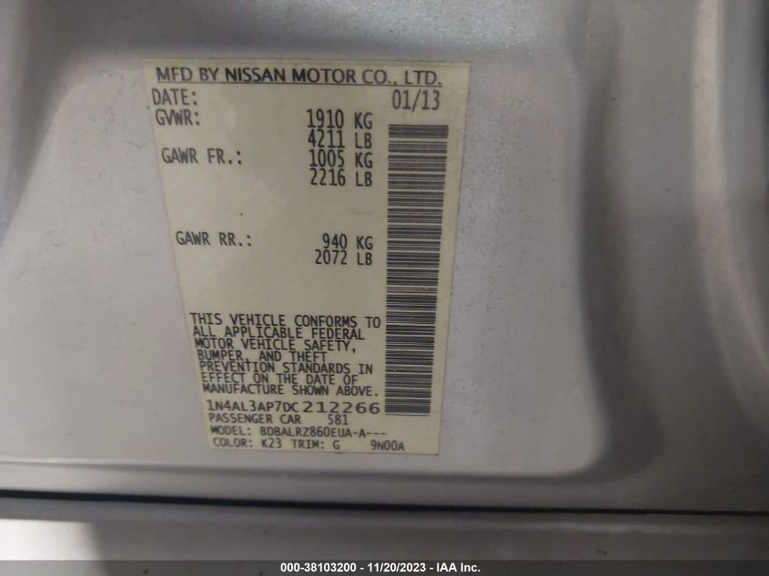 2013 NISSAN ALTIMA 2.5 S - 1N4AL3AP7DC212266