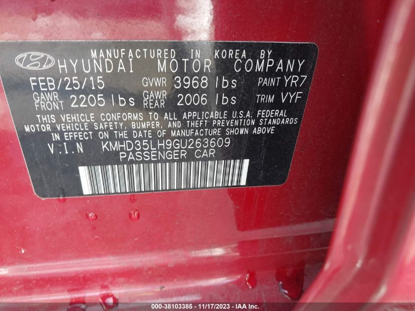 2016 HYUNDAI ELANTRA GT - KMHD35LH9GU263609