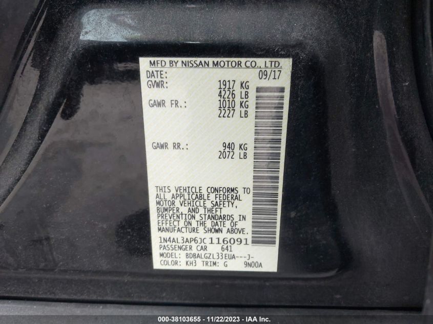 2018 NISSAN ALTIMA 2.5 S - 1N4AL3AP6JC116091