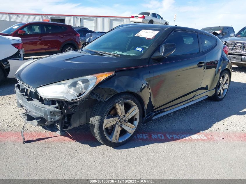2013 HYUNDAI VELOSTER TURBO W/BLUE INT - KMHTC6AE0DU136852