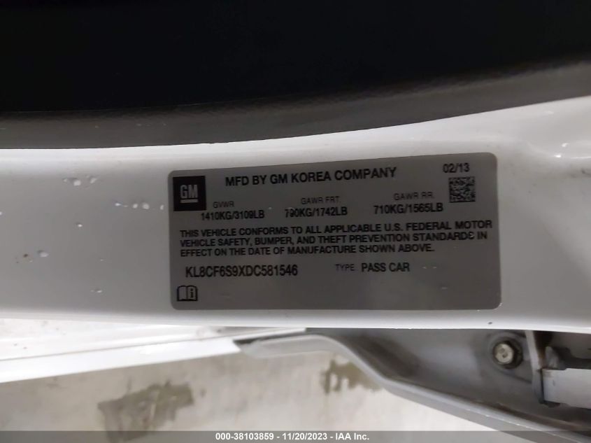 2013 CHEVROLET SPARK 2LT AUTO - KL8CF6S9XDC581546