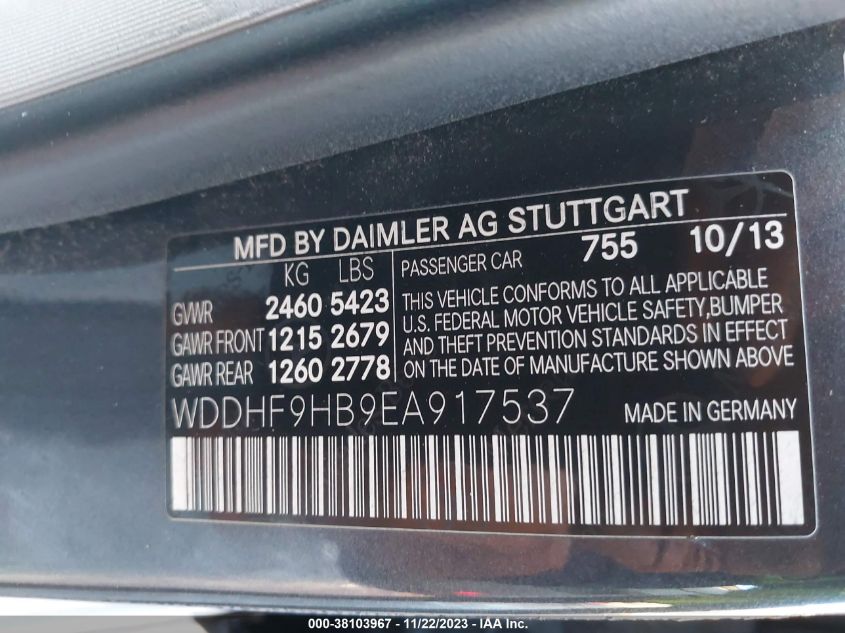 2014 MERCEDES-BENZ E 250 BLUETEC 4MATIC WDDHF9HB9EA917537