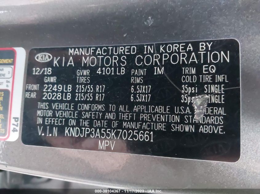 2019 KIA SOUL + - KNDJP3A55K7025661
