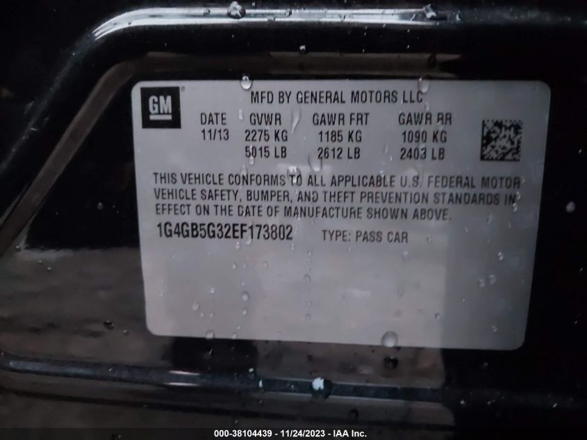 2014 BUICK LACROSSE LEATHER GROUP - 1G4GB5G32EF173802
