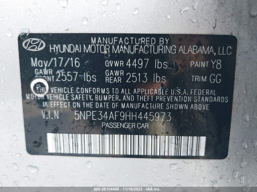 2017 HYUNDAI SONATA SPORT - 5NPE34AF9HH445973