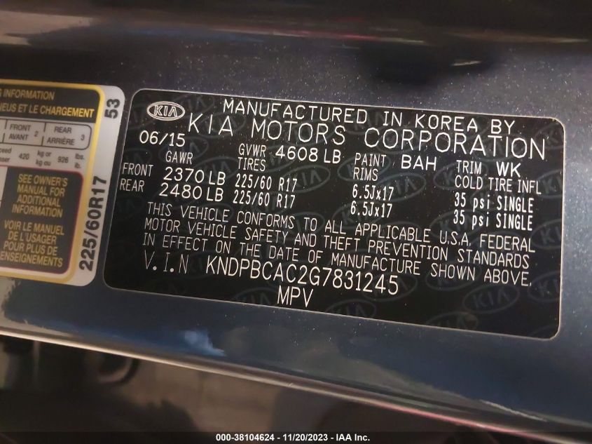 2016 KIA SPORTAGE LX - KNDPBCAC2G7831245