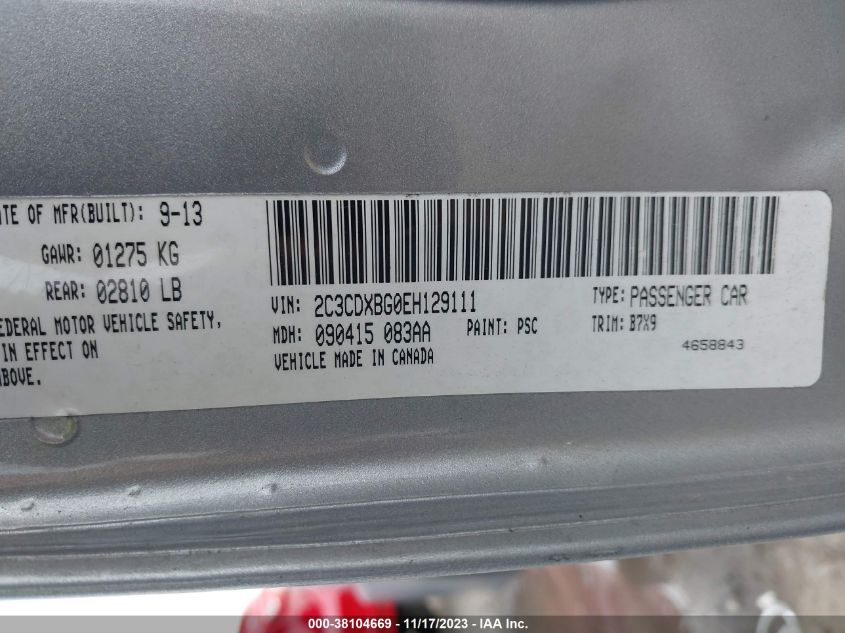 2014 DODGE CHARGER SE - 2C3CDXBG0EH129111