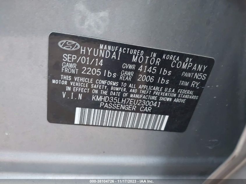 2014 HYUNDAI ELANTRA GT - KMHD35LH7EU230041