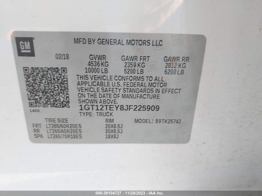 2018 GMC SIERRA 2500HD SLT - 1GT12TEY8JF225909