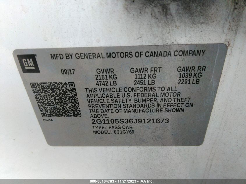 2018 CHEVROLET IMPALA LT - 2G1105S36J9121673