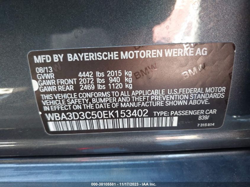 2014 BMW 328D WBA3D3C50EK153402
