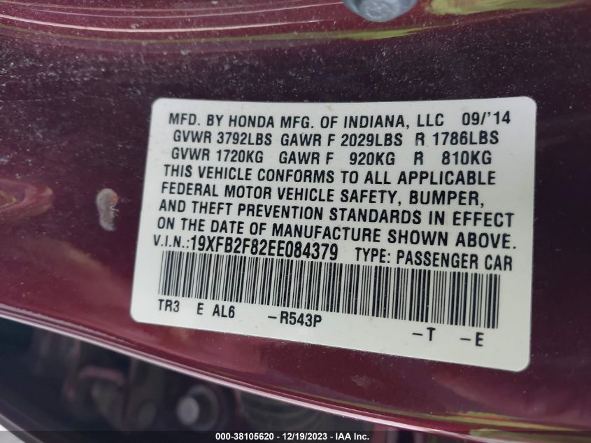 2014 HONDA CIVIC EX - 19XFB2F82EE084379