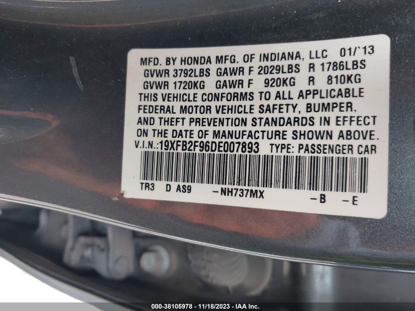 2013 HONDA CIVIC EX-L - 19XFB2F96DE007893