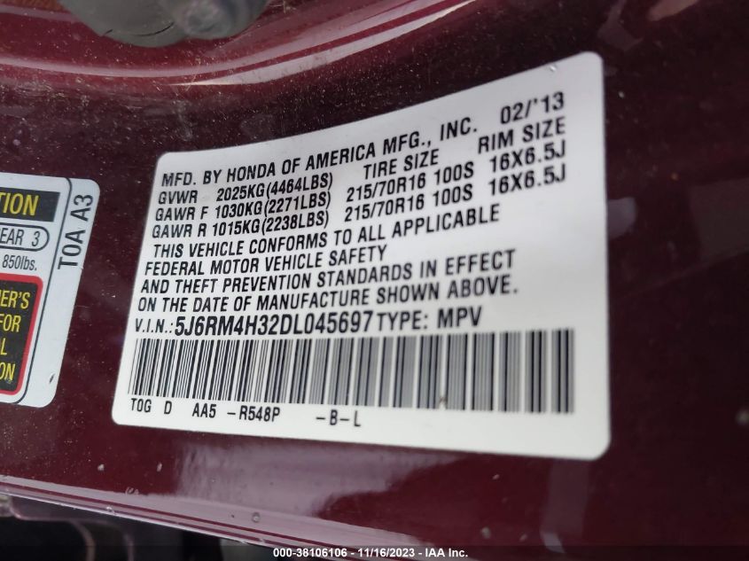 2013 HONDA CR-V LX - 5J6RM4H32DL045697