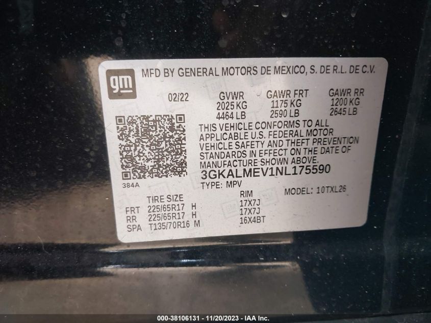 2022 GMC TERRAIN FWD SLE - 3GKALMEV1NL175590