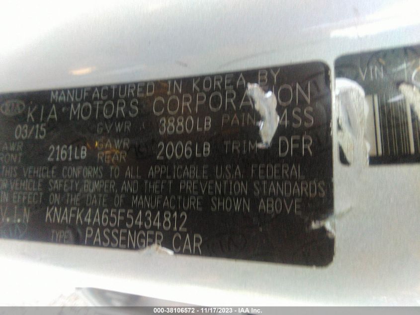 2015 KIA FORTE LX - KNAFK4A65F5434812
