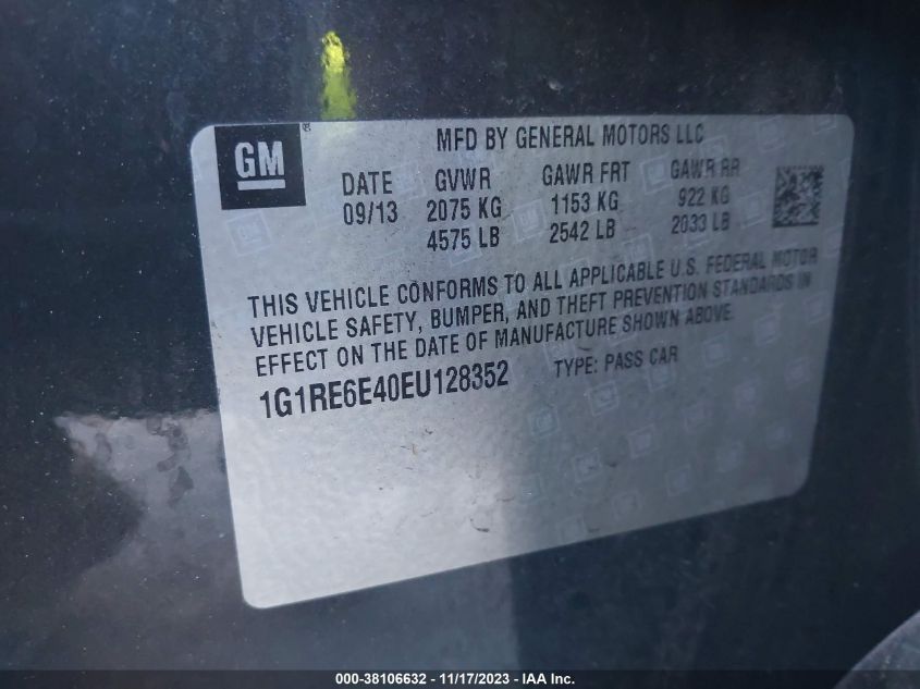 2014 CHEVROLET VOLT - 1G1RE6E40EU128352