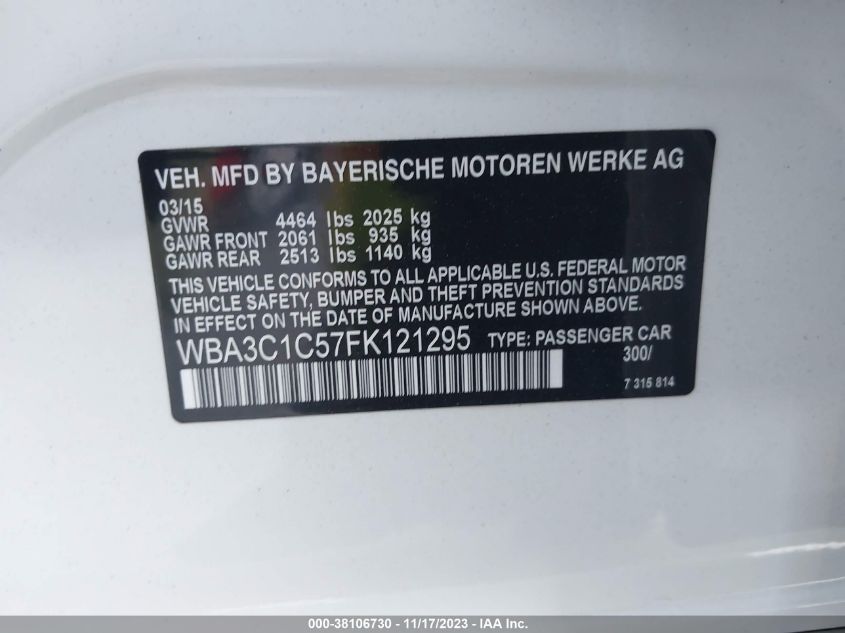 2015 BMW 328I - WBA3C1C57FK121295