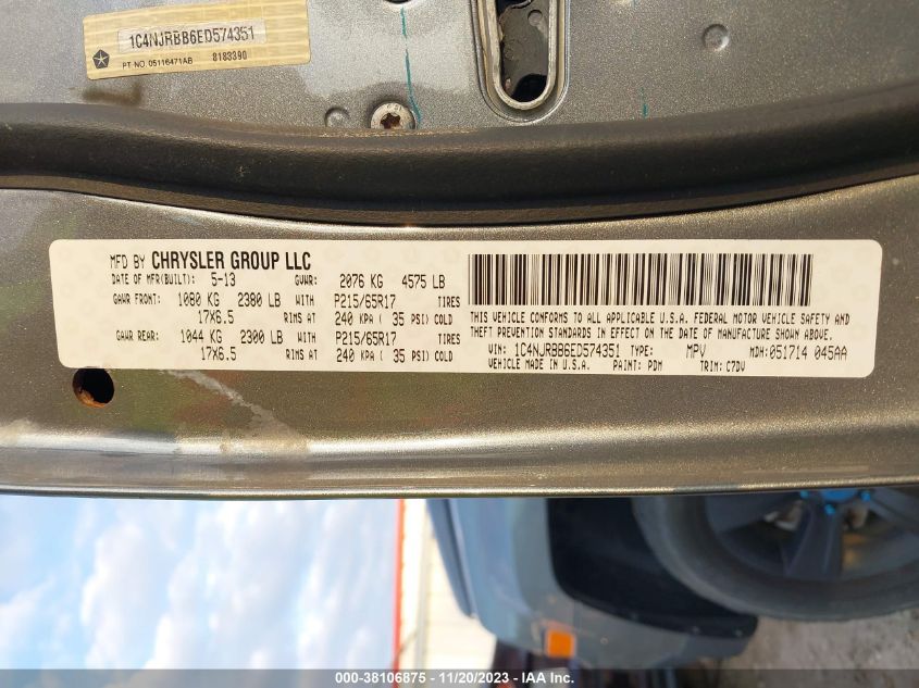 2014 JEEP PATRIOT SPORT - 1C4NJRBB6ED574351