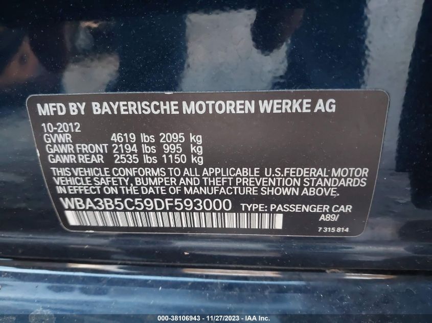 2013 BMW 328I XDRIVE - WBA3B5C59DF593000