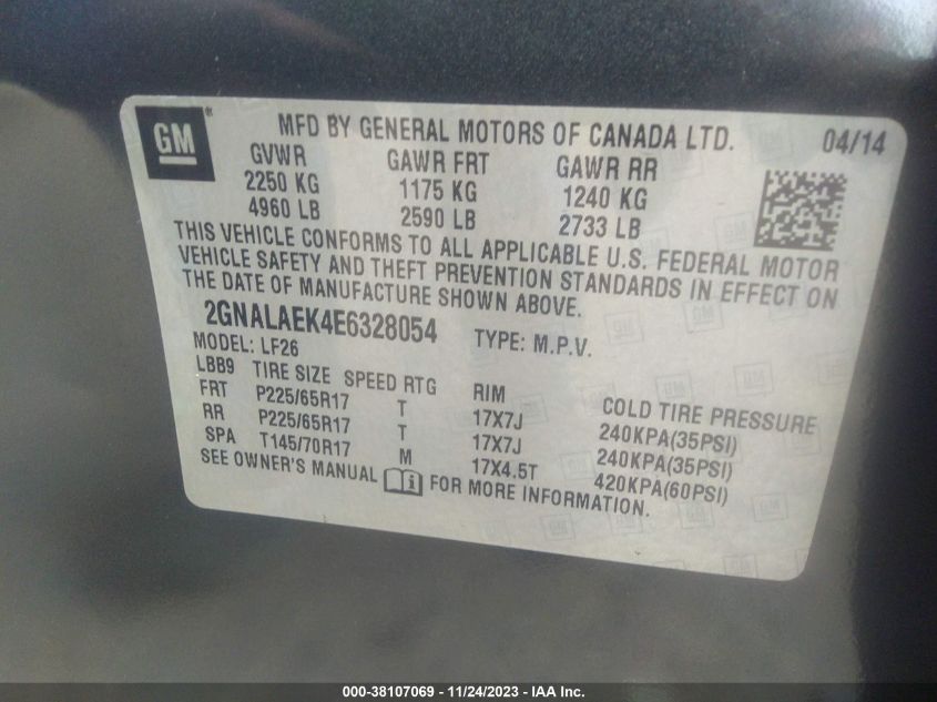 2014 CHEVROLET EQUINOX LS - 2GNALAEK4E6328054