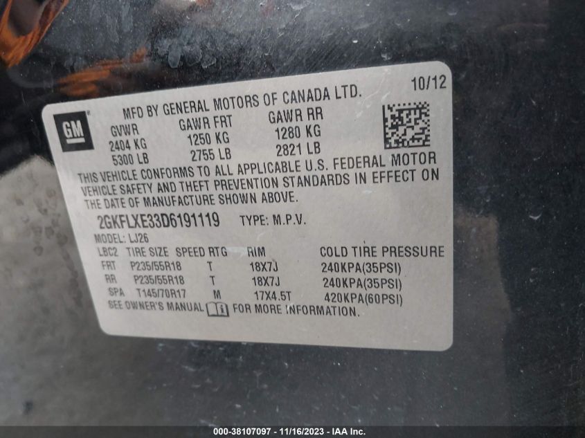 2013 GMC TERRAIN SLT-2 - 2GKFLXE33D6191119