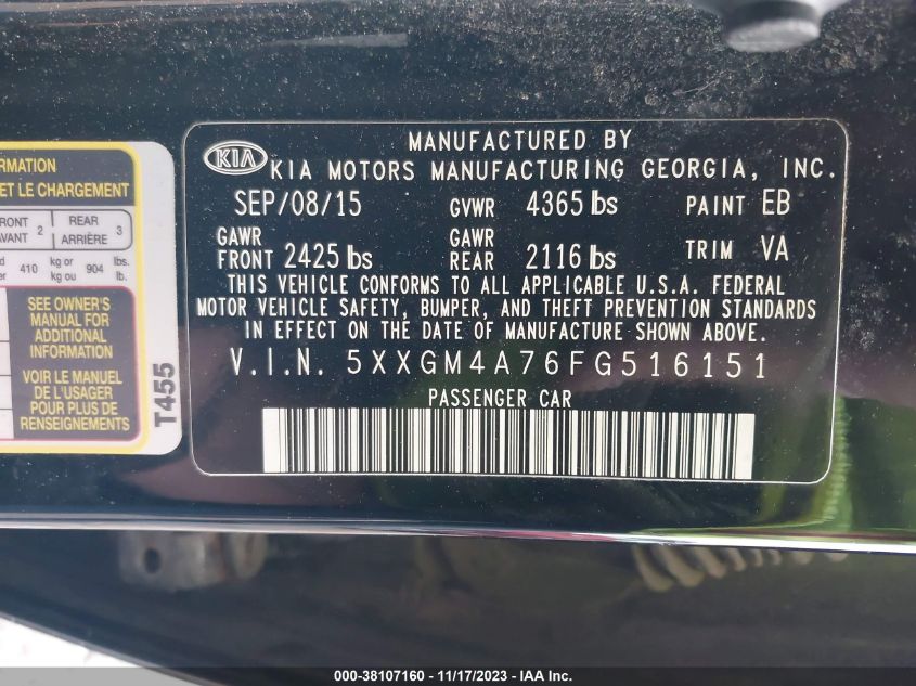 2015 KIA OPTIMA LX - 5XXGM4A76FG516151