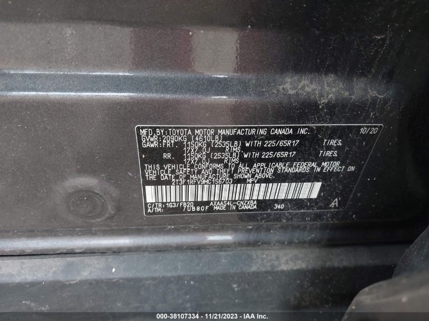 2021 TOYOTA RAV4 LE - 2T3F1RFV9MC156703