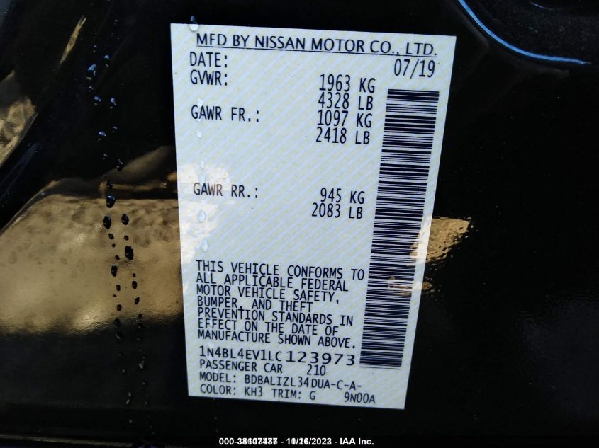 2020 NISSAN ALTIMA 2.5 SL - 1N4BL4EV1LC123973