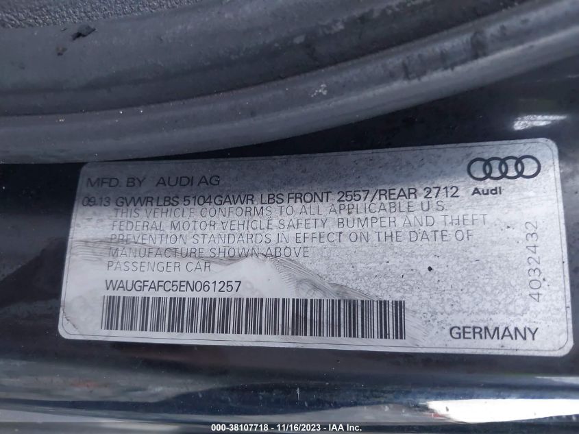 2014 AUDI A6 2.0T PREMIUM - WAUGFAFC5EN061257