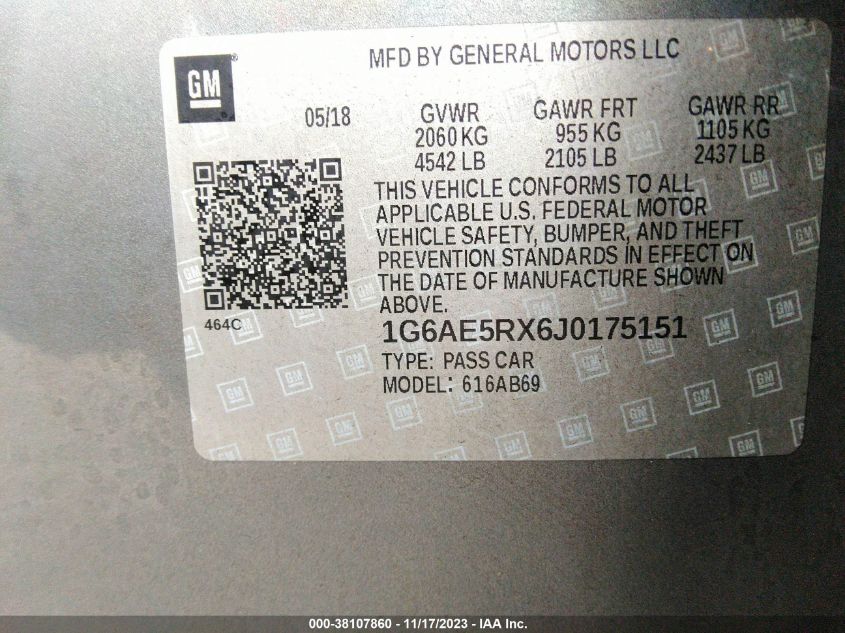 2018 CADILLAC ATS - 1G6AE5RX6J0175151