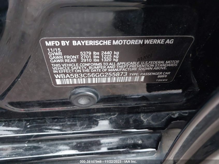 2016 BMW 535I XDRIVE - WBA5B3C56GG255873